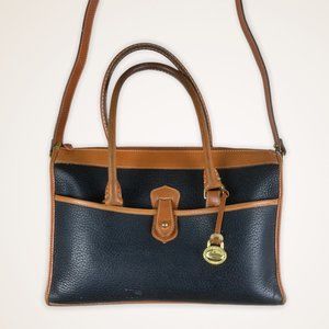 Dooney & Bourke Vintage Black & Brown Leather Satchel Bag